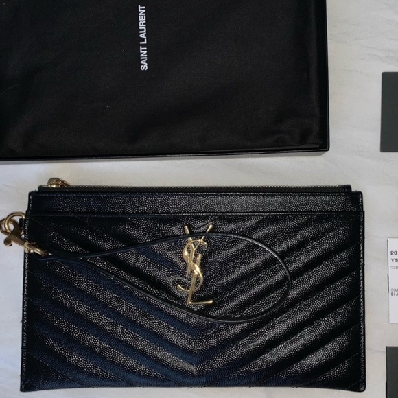 YSL Large Bill Pouch in Black and gold hardware. Good used condition. Authentic. - Picture 5 of 7